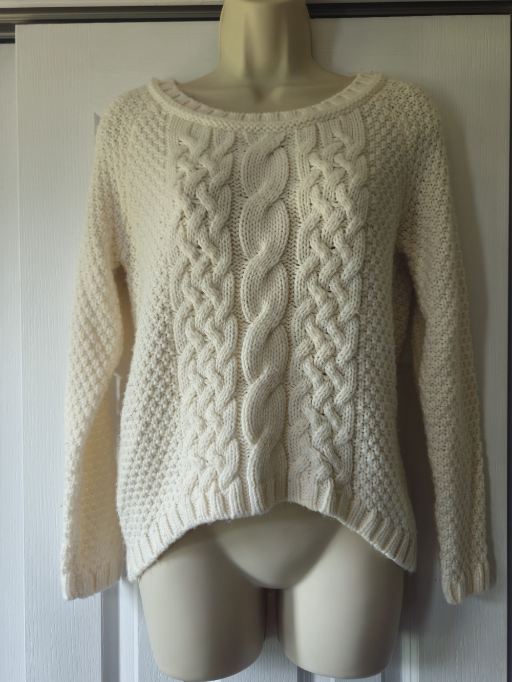 a.n.a Cream Cable Stitch Crewneck Sweater